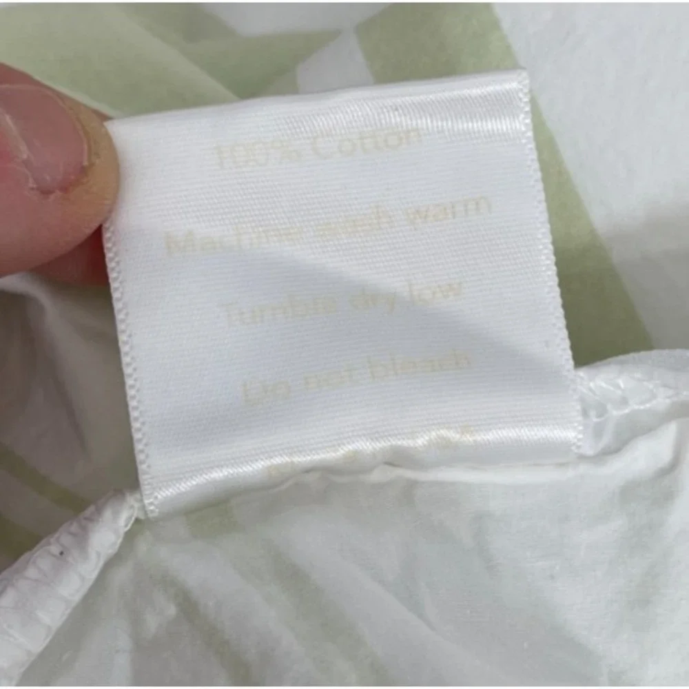 Vintage Rachel Ashwell Shabby Chic Couture Duvet Cover Twin White Green Stripes